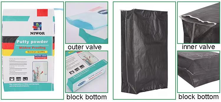 Block bottom sack for 25KG putty powder